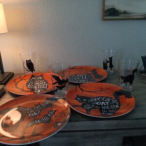 Pottery Barn Vintage plates glasses NWT